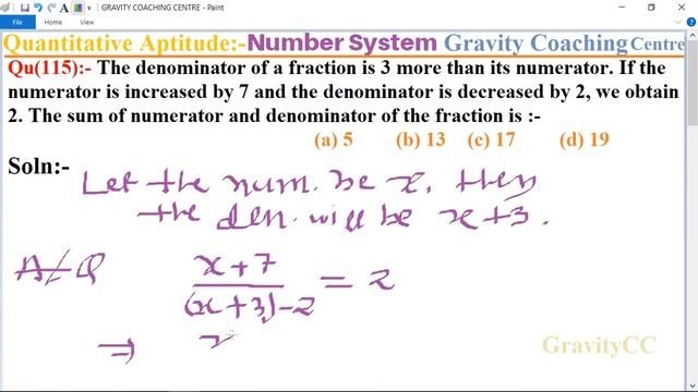 Q115 | The denominator of a fraction is 3 more than its numerator. If the numerator is increased by смотреть онлайн
