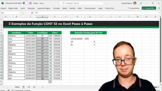 Função CONT SE no Excel PASSO A PASSO | 3 Exemplos Práticos смотреть онлайн