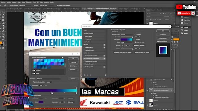 Photoshop - Segunda forma de realizar un Degradado de color en texto de Photoshop смотреть онлайн