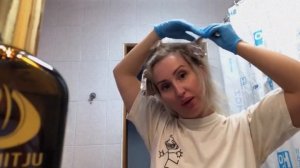 Аirtouch самой себе дома. Тонирование седины. Эстель 10.76, 10.66 на волосах. Бюджетный Аиртач дома