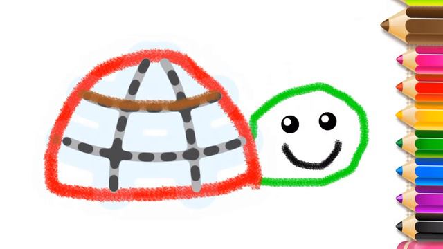 DRAWING TURTLE - GAME BINI BAMBINI, KIDS LEARNING ANIMALS  LEARN COLORING