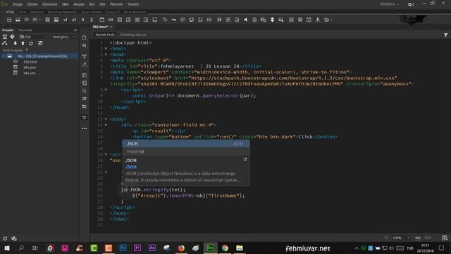 JS Ders 136 JSON stringify Kullanımı смотреть онлайн