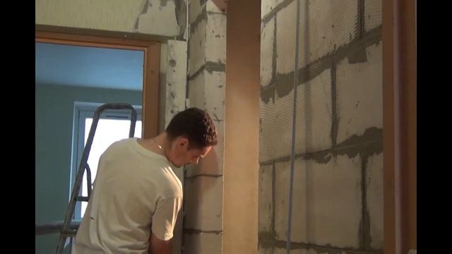 Установка маяков на стену из газосиликатных блоков. смотреть онлайн