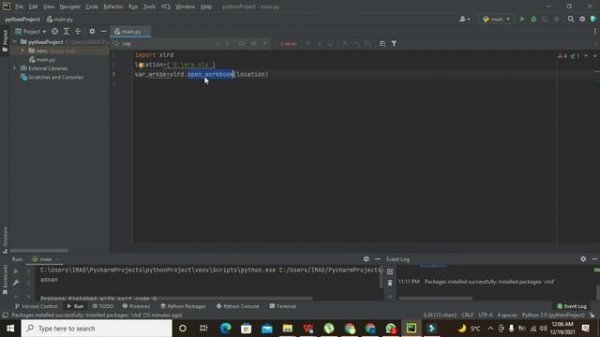 how to read an excel file in pycharm | how to read an excel file in python