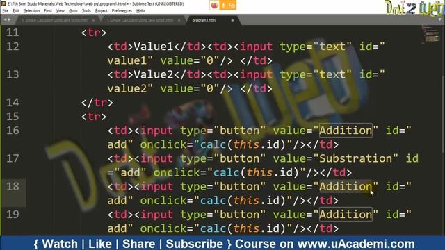 Web Lab Program 1 17CSL77 Write JS Program for a Simple Calculator смотреть онлайн