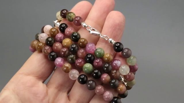 Браслет из турмалина, круглые бусины 8мм смотреть онлайн