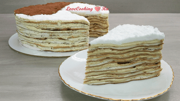 Блинный торт + крем со сливками | Торт без выпечки | LoveCookingRu