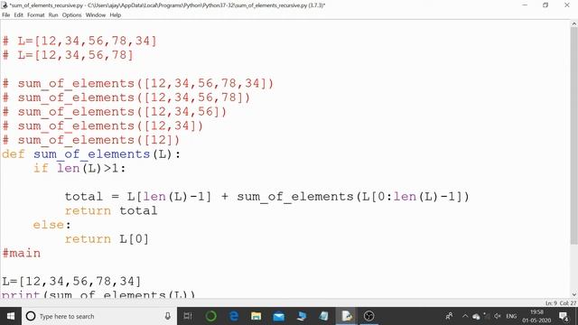 sum of elements of the list using recursive function. смотреть онлайн