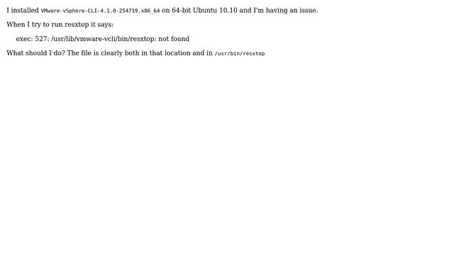vmware cli command resxtop not found on 64 bit ubuntu смотреть онлайн