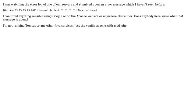 Apache error message "Node not found" смотреть онлайн