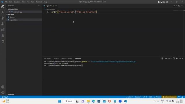 Python Separator in Print Function English смотреть онлайн
