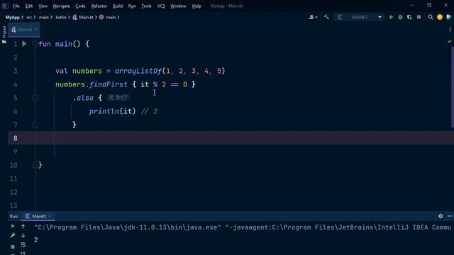 Function that finds the first element that accepts the condition in Kotlin | Functional Programming смотреть онлайн