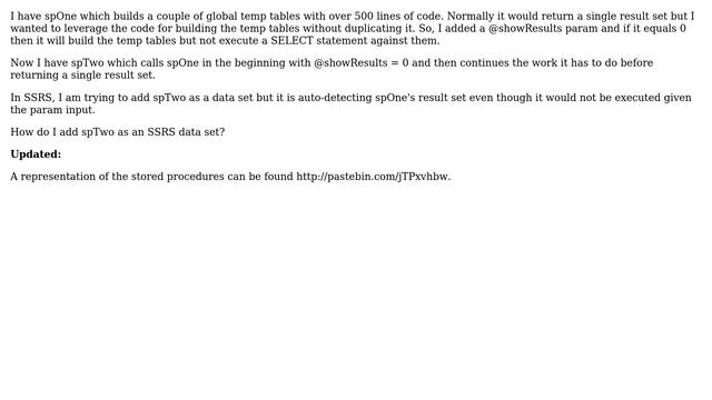 Databases: Adding a new data set in SSRS with nested stored procedures смотреть онлайн