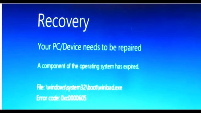 Error Windows 10 Preview (Your PC/Device Needs To Be Repaired) (0xc0000605)