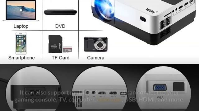 Wsky 2018 Upgraded 2500 Lumens LCD LED Portable Home Theater Video Projector смотреть онлайн