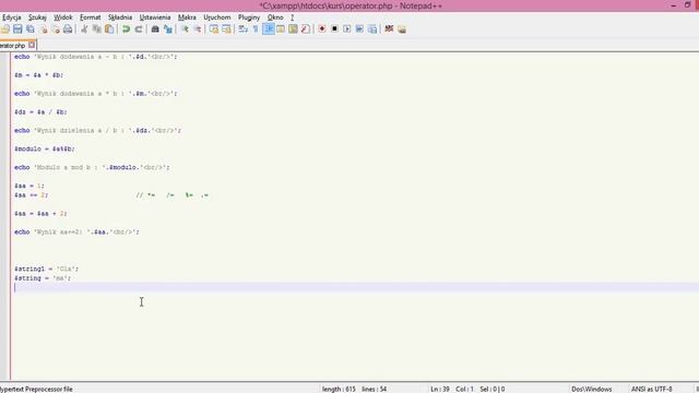 Kurs PHP - Operatory Lekcja 6 | arytmetyczne, logiczne, inne смотреть онлайн