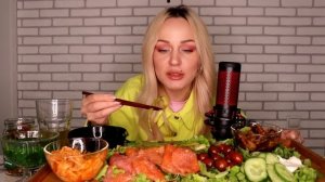 MUKBANG | Спаржа, форель, закуски, овощи | Asparagus, trout, appetizers, vegetables не ASMR