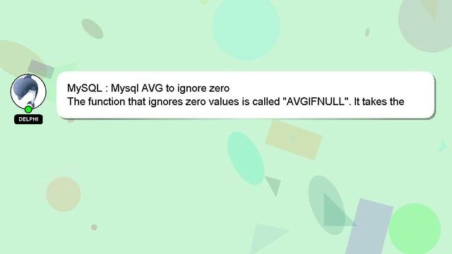 MySQL : Mysql AVG to ignore zero смотреть онлайн
