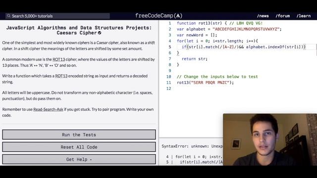 Javascript Algorithms and Data Structures Projects: Caesars Cipher смотреть онлайн