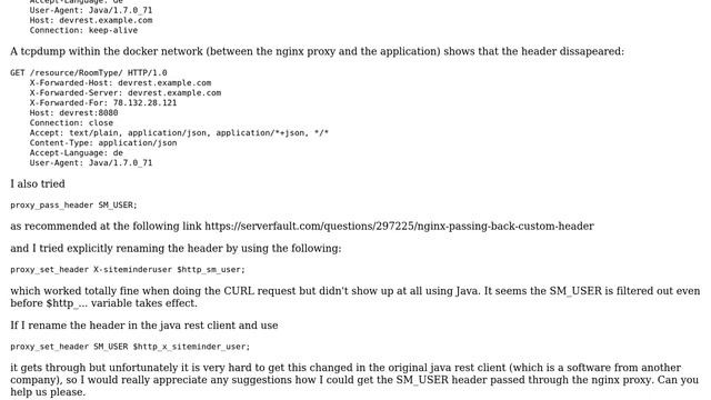 DevOps & SysAdmins: nginx proxy pass removing header SM_USER from java spring rest client request смотреть онлайн