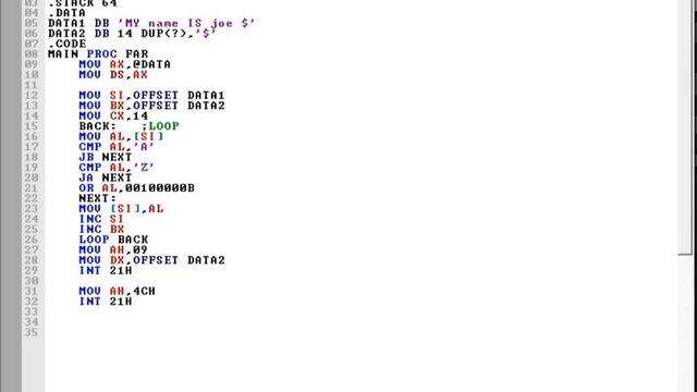 Convert upper case to lower case and vice versa by assembly language 8086 смотреть онлайн