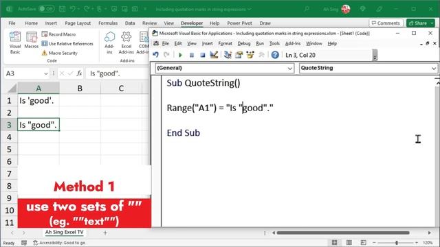 How to include quotation marks in string expressions in VBA смотреть онлайн