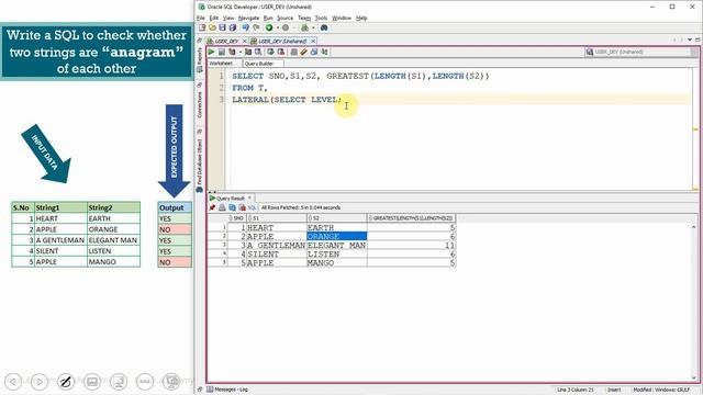 Oracle SQL Practical question | Oracle SQL to check whether two strings are anagram of each other смотреть онлайн