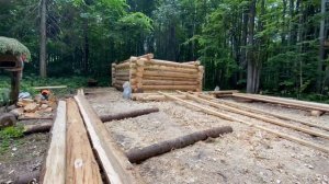 Ставим вторую половину избы за 2 минуты.Продолжаем строительство лесной избы.Таежная изба