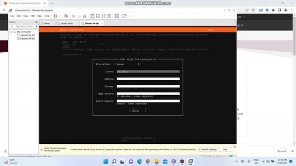Linux Ubuntu Server LTS 22.04.1 Installation on VMWare Workstation