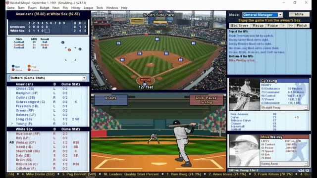 DH#340 Baseball Mogul 21 Year 1901 Boston Americans at Chicago White Sox смотреть онлайн