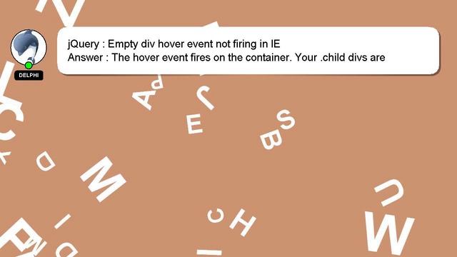 jQuery : Empty div hover event not firing in IE смотреть онлайн