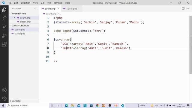 sizeof and count function development with php смотреть онлайн