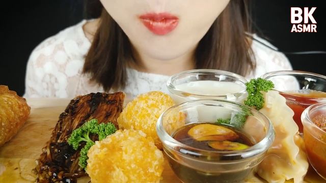 ASMR Spicy fire dumpling, Black bean sauce Enoki mushrooms, Fried Shrimp (EATING SOUNDS) MUKBANG смотреть онлайн