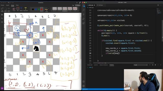 Shortest Knight Path | Part 2 | Implementation | Chessboard problems смотреть онлайн