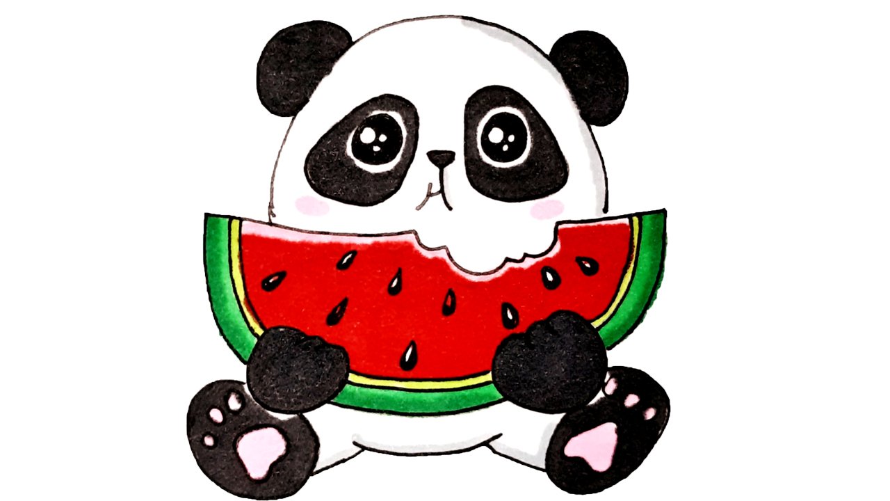 Как нарисовать МИЛУЮ ПАНДУ С АРБУЗОМ смотреть онлайн