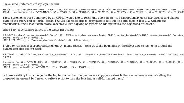 Databases: How can I rerun a statement from server logs without manual editing? смотреть онлайн