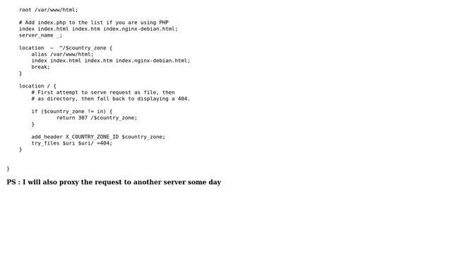 Nginx : How to do dynamic path routing requests to single root directory with different country... смотреть онлайн
