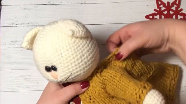 Вязаная кошка в стиле Тильда крючком смотреть онлайн