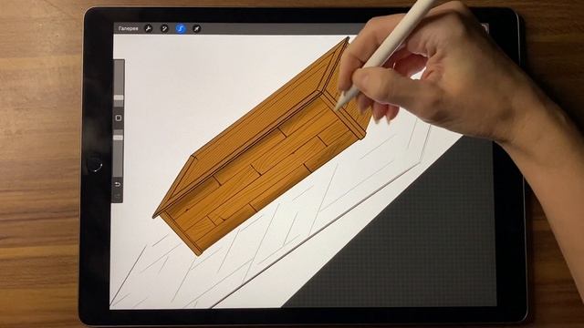 7 день челленджа. Рисуем текстуру дерева. Программа Procreate смотреть онлайн