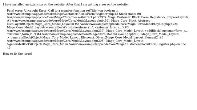 Magento: Getting error "Call to a member function setTitle()" after install extension смотреть онлайн