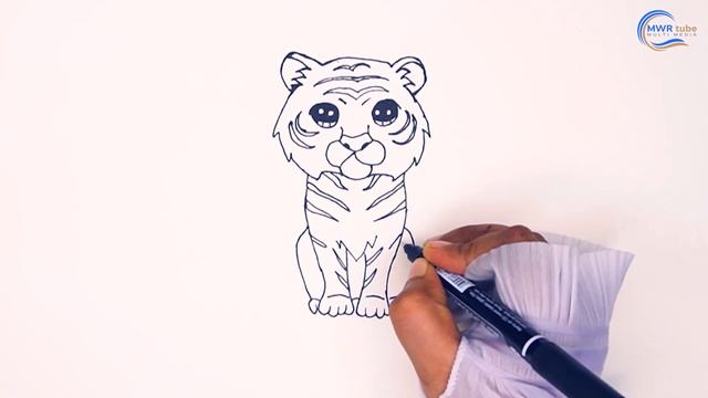 How to draw Baby Tiger easily I how to draw a white tiger I royal bengal tiger drawing I MWRtube смотреть онлайн
