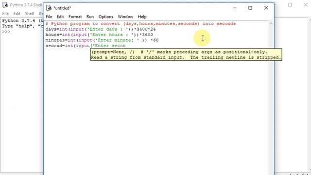 Python program to convert (days,hours,minutes,seconds) into seconds смотреть онлайн