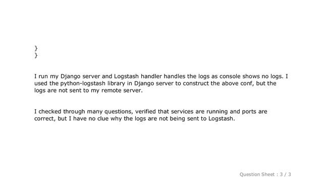 Django : Django server not sending logs to Logstash смотреть онлайн