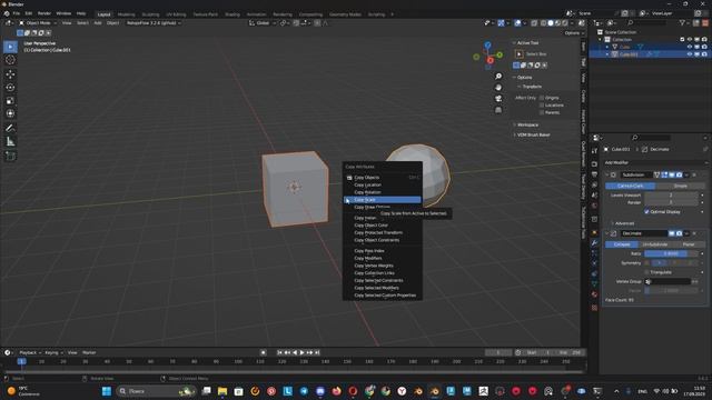 Расширяем функции копирования при помощи стандартного аддона Copy Attributes Menu в Blender смотреть онлайн