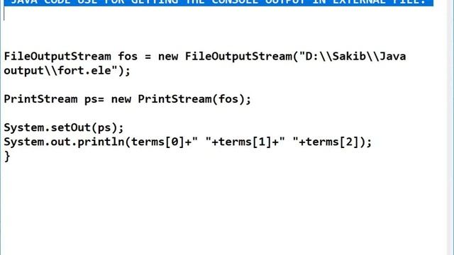 JAVA CODE USE FOR GETTING THE CONSOLE OUTPUT IN EXTERNAL FILE смотреть онлайн