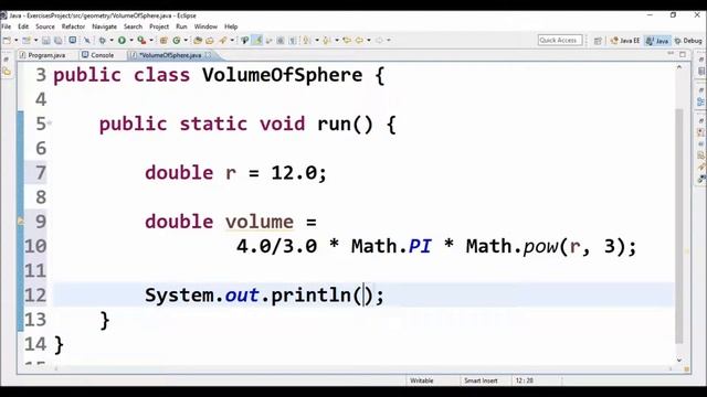 volume of sphere in java смотреть онлайн