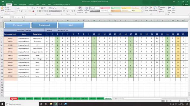 How to Maintain Attendance In Excel Month Wise With EL, CL, Option | Attendance Sheet Template смотреть онлайн