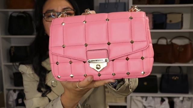 MICHAEL KORS SOHO LARGE STUDDED QUILTED LEATHER SHOULDER BAG IN TEA ROSE UNBOXING