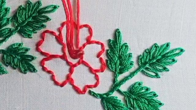 Hand Embroidery Camellia japonica Flower Tutorial for beginners| Boarder Design | crewel art
