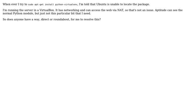 Ubuntu: How do I install python-virtualenv on Ubuntu server 12.04? смотреть онлайн